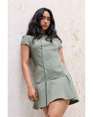 Urban Outfitters Uo Kenni Button-through Mini Dress - Green