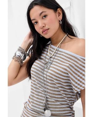 Urban Outfitters Spiral Starfish Jumbo Cord Necklace - Grey