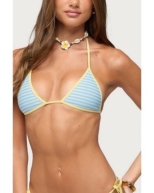 Edikted Ilona Reversible Striped Triangle Bikini Top - Blue