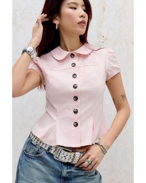 Silence + Noise Silence + Noise Lyn Pea Jacket Blouse - Pink