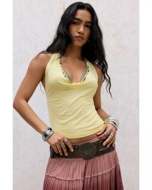 Silence + Noise Silence + Noise Kira Studded Halter Top - Yellow