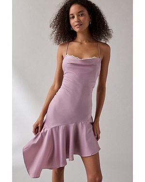 Kimchi Blue Cool Intentions Asymmetrical Satin Slip Midi Dress - Purple