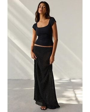 BDG Drew Cap Sleeve Square Neck Cropped Tee Top - Black