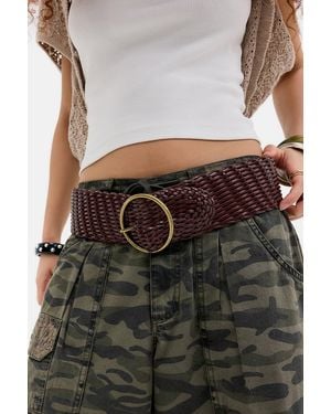 Urban Outfitters Uo Wide Faux Leather Braided Belt - Grey