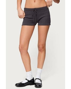 Edikted Nella Cable Knit Shorts - Black