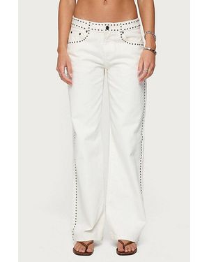 Edikted Quincy Studded Low Rise Jean - White
