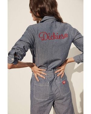 Dickies Dickies Embroidered Button-front Coverall Jumpsuit - Blue