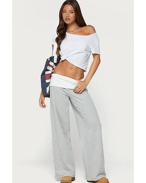 Edikted Idha Contrast Foldover Baggy Sweatpants - Gray
