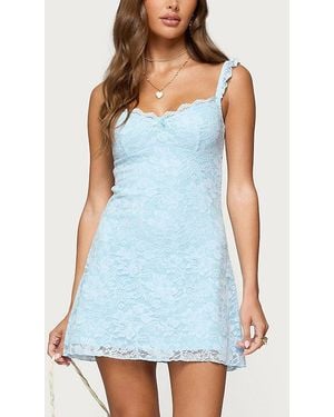 Edikted Stephanie Lace Mini Dress - Blue