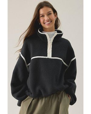 Out From Under Pretty Plush Fleece Quarter Zip Pullover Jacket - Black