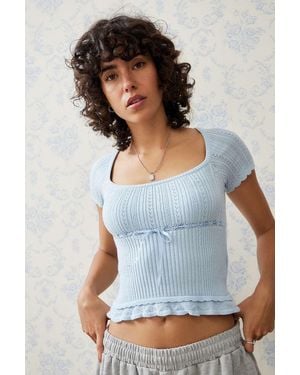 Kimchi Blue Quinn Pointelle Top - Blue