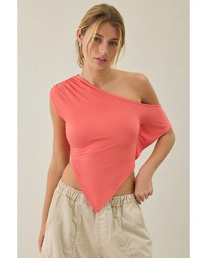Urban Outfitters Uo Bia Jersey Knit Asymmetric Off-The-Shoulder Poncho Top - Red