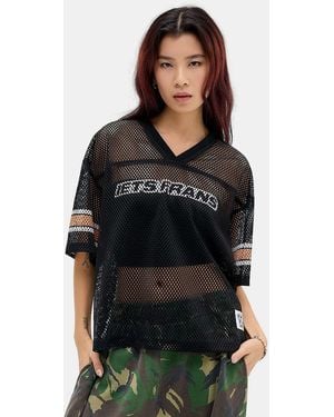iets frans... Oversized Airtex Jersey Top - Black