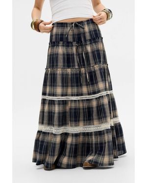 Daisy Street Uo Exclusive Check Skirt - Black