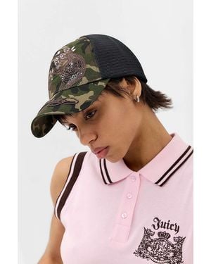 Ed Hardy 2 Snakes Trucker Hat - Pink