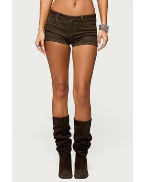 Edikted Alita Low Rise Denim Micro Shorts - Black