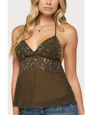 Edikted Tavish Sequin & Bead Halter Top - Black