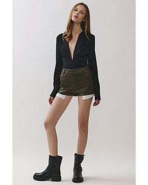 Personal Code Rebel Pocket Detail Pleather Shorts - Black