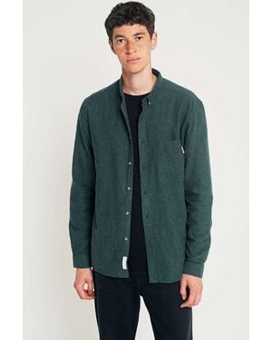 Urban Outfitters Shore Leave Green Brushed Herringbone Shirt