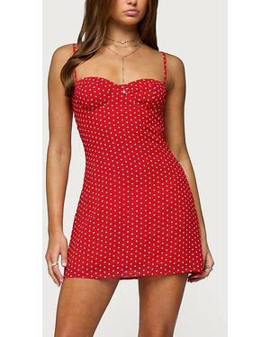 Edikted Polka Dot Cupped Chiffon Mini Dress - Red