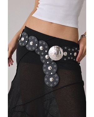 Urban Outfitters Hammered Studded Statement Leather Belt - Black