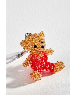 Urban Outfitters Beaded Teddy Bear Keyring - Red