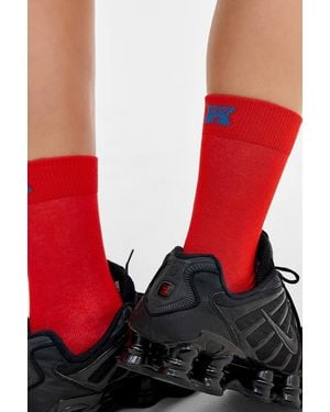 Happy Socks Solid Blue Socks - Red