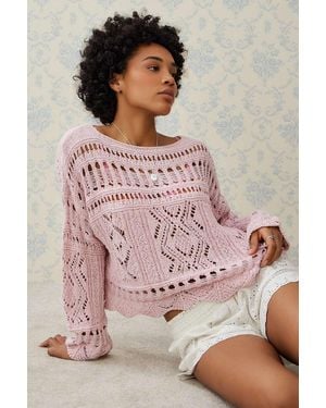 Urban Outfitters Uo Slub Open Stitch Jumper - Pink