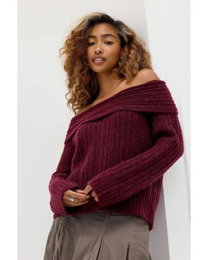 Kimchi Blue Bardot Off-the-shoulder Jumper - Red