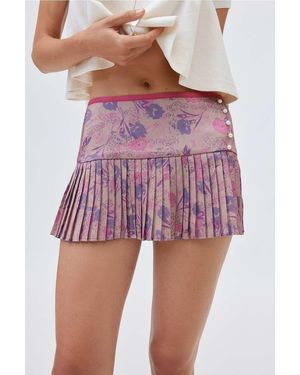 Kimchi Blue Daisy Pleated Mini Skirt - Red