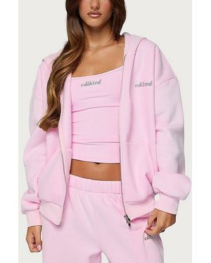 Edikted Diva Zip Up Hoodie - Pink