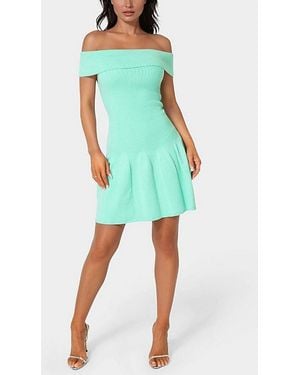 Bebe Off The Shoulder Fit And Flare Mini Dress - Green
