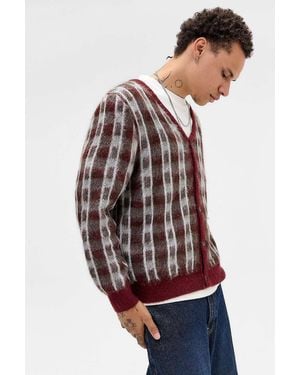 BDG Red Check Brushed Cardigan