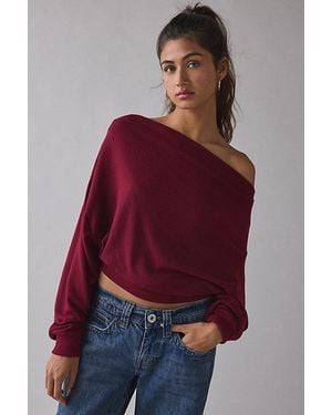 Out From Under Clarity Cozy Knit Off-The-Shoulder Top - Brown