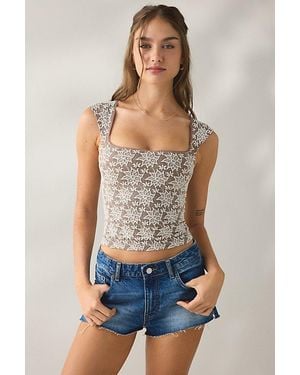 Out From Under Romy Jacquard Seamless Cap Sleeve Top - Blue