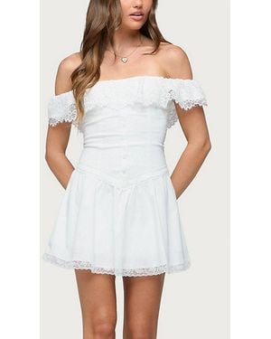 Edikted Darah Lacey Off Shoulder Mini Dress - White