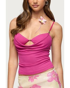 Edikted Layered Bra Cowl Neck Top - Pink