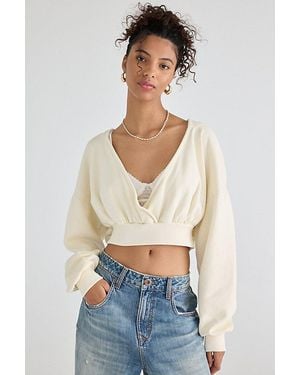 Out From Under Shore Up + Out Surplice Cropped Hoodie Sweatshirt - White