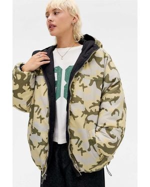 BDG Camo Reversible Puffer Jacket - Black