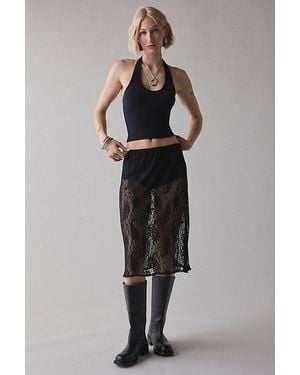 Vintage & ReMADE by UO Remade By Uo Sheer Lace Midi Skirt - Black