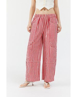 BDG Charlie Gingham Low-Rise Wide-Leg Pant - Red