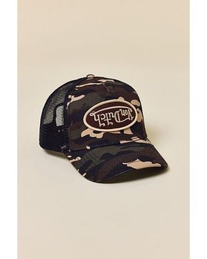 Von Dutch Pattern Logo Trucker Hat - Black