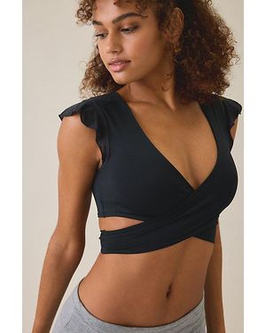 Out From Under Pirouette Flutter Sleeve Wrap Top - Blue