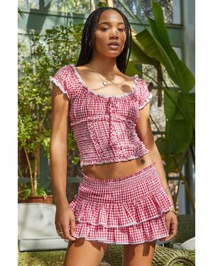 Kimchi Blue Nadia Gingham Shirred Blouse - Green