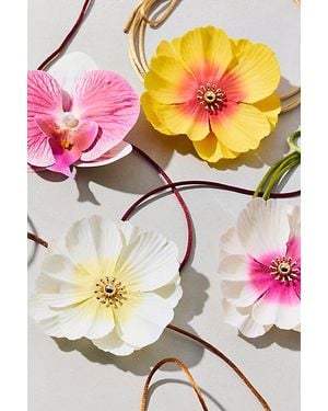 Urban Outfitters Bloom 3D Flower Satin Cord Wrap Necklace - Gray