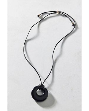 Urban Outfitters Court Resin Pendant Corded Necklace - Black