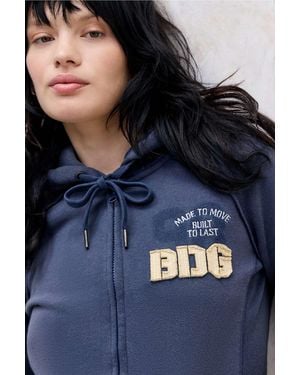 BDG Navy Kodie Zip-through Hoodie - Blue