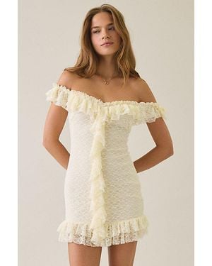 Kimchi Blue Feels Right Ruffle Lace Off-The-Shoulder Mini Dress - Natural