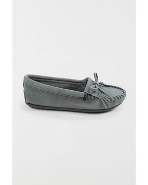 Minnetonka Suede Kilty Hardsole Moccasins Shoe - Gray