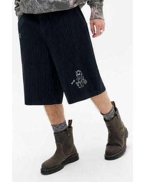 BDG Errol Pinstripe Doodle Shorts - Blue